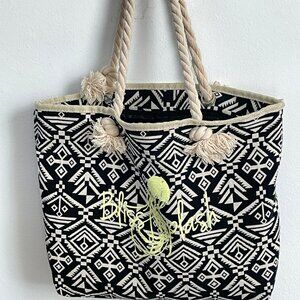 Beach fabric bag Women's tote Black/white shoulder bag